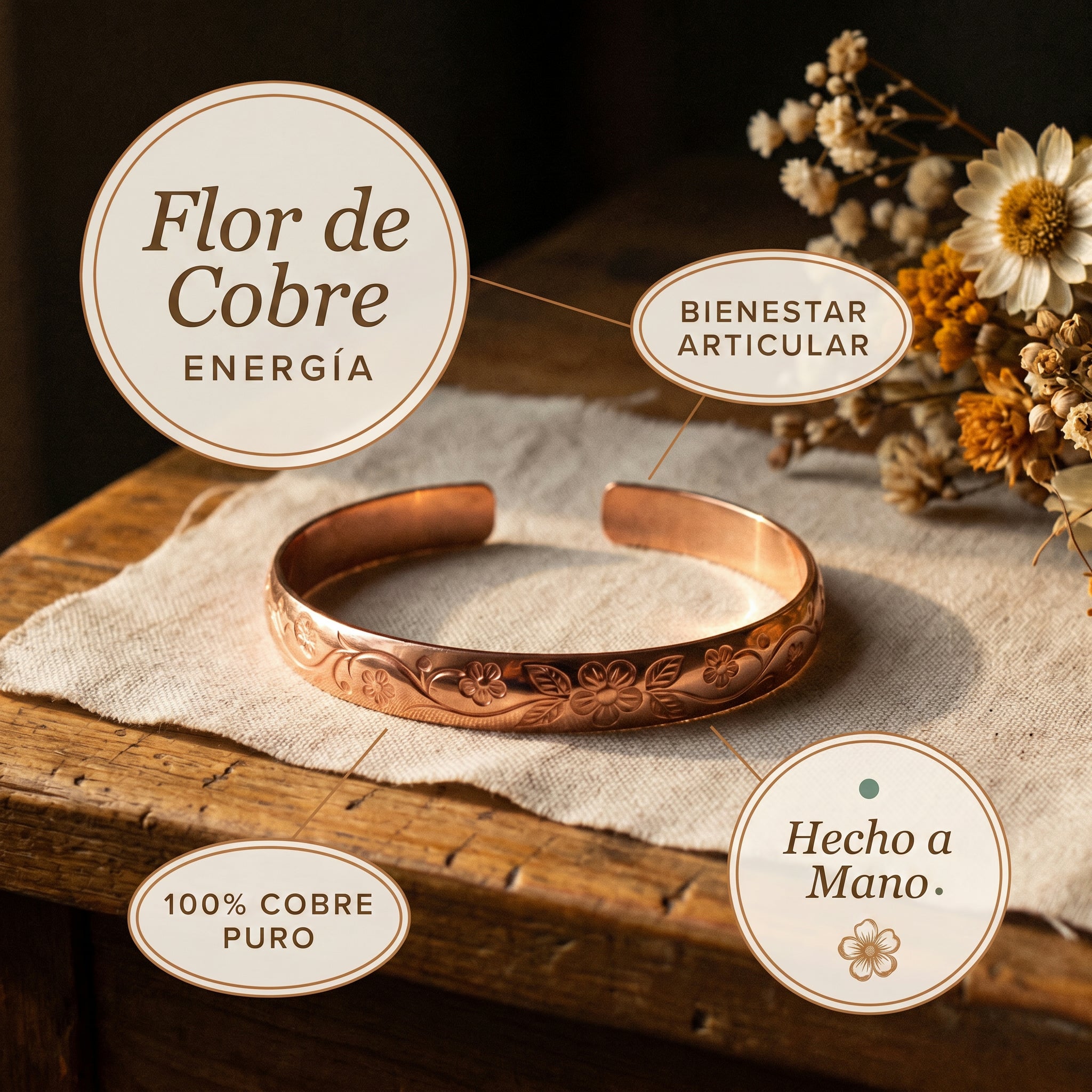 Brazalete Flor de Cobre